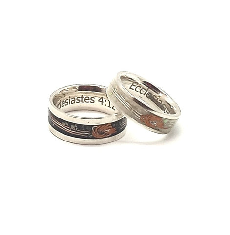 Classic - Boldness MARRIAGE Hand Crafted Design .925 Silver Ring. Black meteorite dust