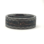 Boldness TEEN - Exotic Hammered Tungsten Ring Band " Fire Opal "