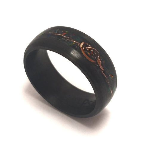 Boldness TEEN BOY - Exotic  Carbon Fiber Ring " Fire Opal "