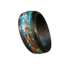Boldness SINGLE ADULT- Exotic Black Carbon Fiber Ring Band. "Deep Ocean"
