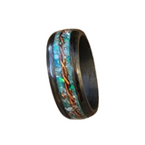 Boldness SINGLE ADULT- Exotic Black Carbon Fiber Ring Band. "Deep Ocean"