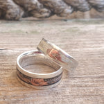 Classic - Boldness MARRIAGE Hand Crafted Design .925 Silver Ring. Black meteorite dust
